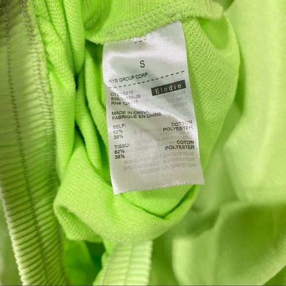 NWT Elodie Crew Neck Pullover Sweatshirt Crop Elastic Waist Neon Green Size S - Picture 8 of 8